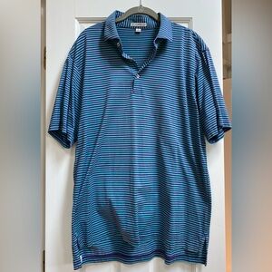 Peter Millar Navy and Light Blue Striped Polo